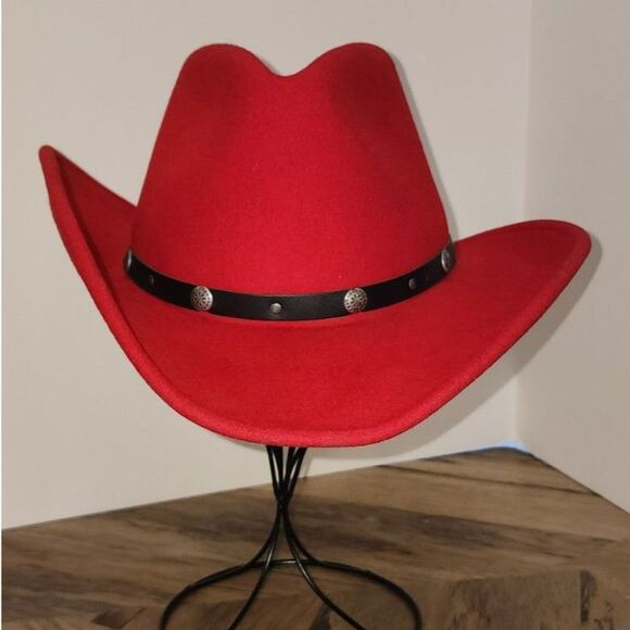 NWOT New York Hat Company Women\'s Red 100% Wool Cowboy Hat Size S